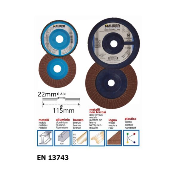 Disco abrasivo lamellare 115mm grana 120 Maurer Plus