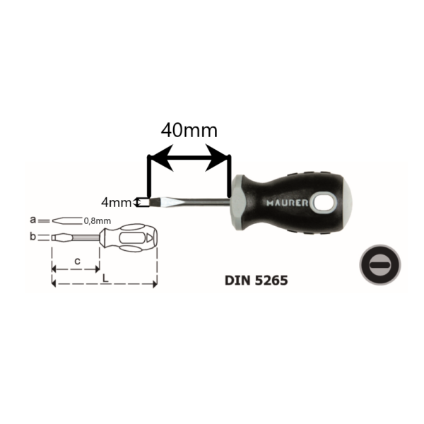 Cacciavite nano a taglio 0,8x4x40mm Maurer Plus