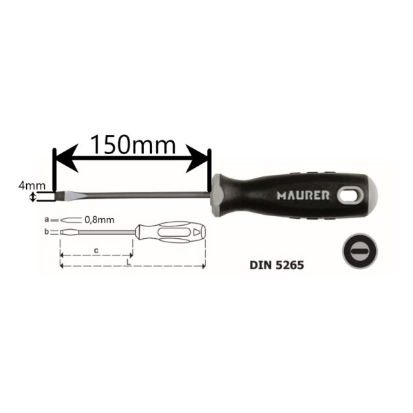 Cacciavite a taglio per meccanici 0,8x4x150mm Maurer Plus