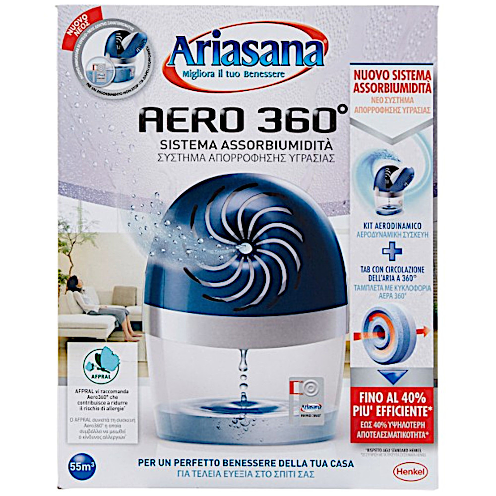 Ariasana Aero 360° Bagno Kit assorbiumidità, Deumidificatore bagno