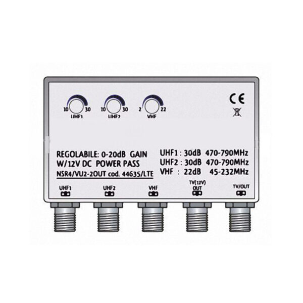 Amplificatore da palo tv doppia uscita UHF Lte free