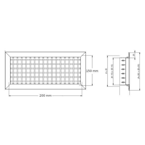 Bocchetta di mandata dell’ aria BMA-VO bianco 200 x 150 mm