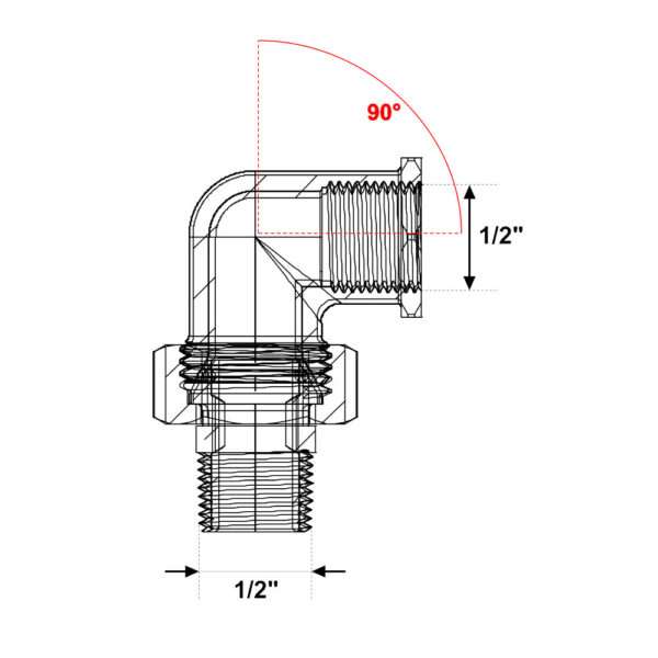 Bocchettone MF Ottone Cromato Curvo 3/4 Arteclima