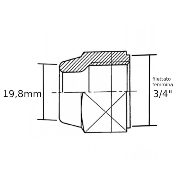 Bocchettone ottone per tubo refrigerante F Ø3/4″mm – 19,08mm