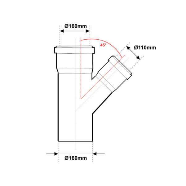 Braga ridotta MFF 45° Ø 160mm – 110mm Con Guarnizione PVC