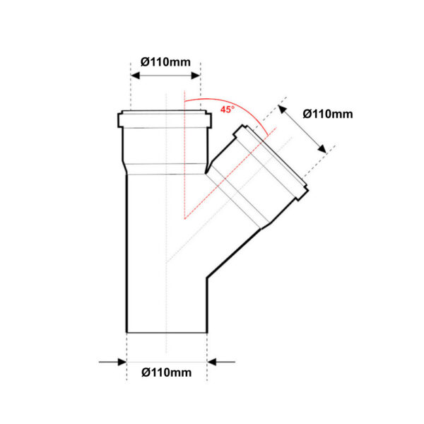 Braga MFF 45° Ø 110mm Con Guarnizione PVC