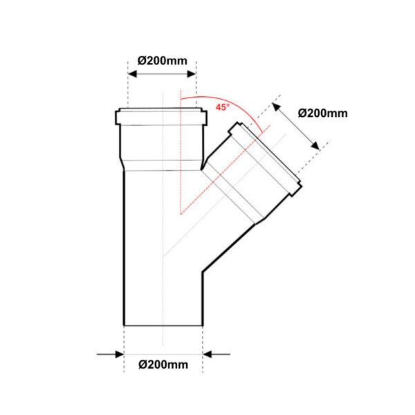 Braga MFF 45° Ø 200mm Con Guarnizione PVC