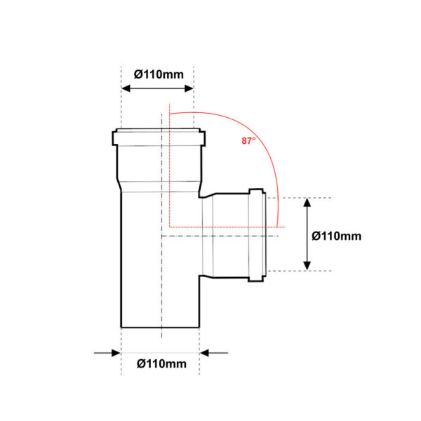 Braga MFF 87° Ø 110mm Con Guarnizione PVC