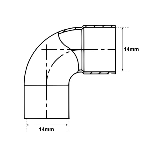 Curva 90° a saldare per tubo rame MF 14mm