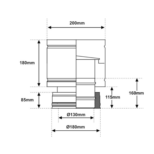 Cappello antivento INOX doppia parete M Ø 130mm
