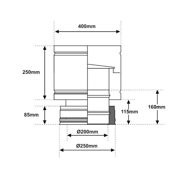 Cappello antivento INOX doppia parete M Ø 200mm