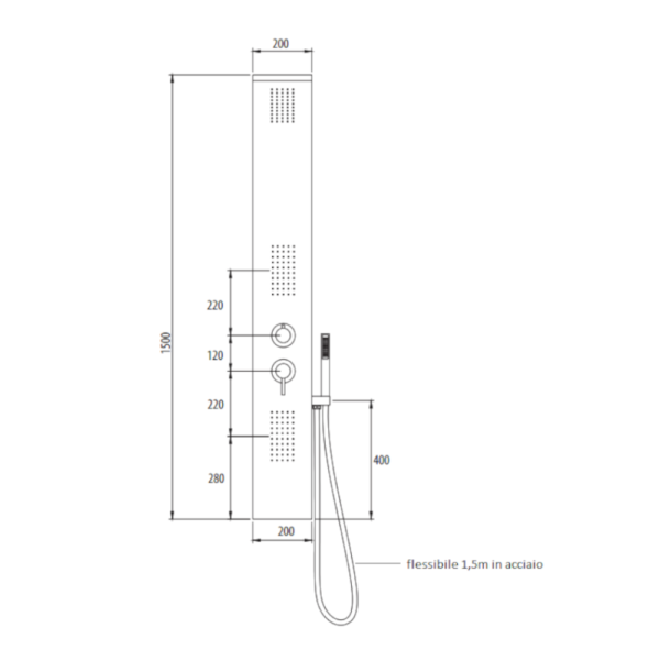 Scheda tecnica colonna doccia Queen Idronord