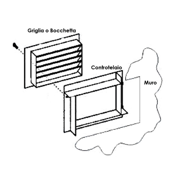 Controtelaio per griglia e bocchetta di mandata 800 x 200mm