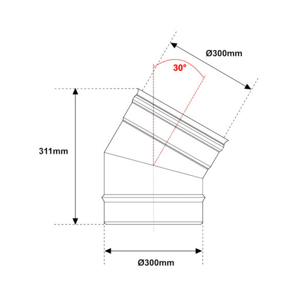 Curva 30° acciaio INOX mono parete Ø 300mm