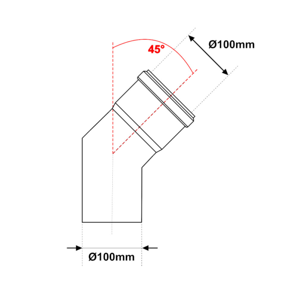 Curva 45° Acciaio Inox Nero Opaco Ø 100mm