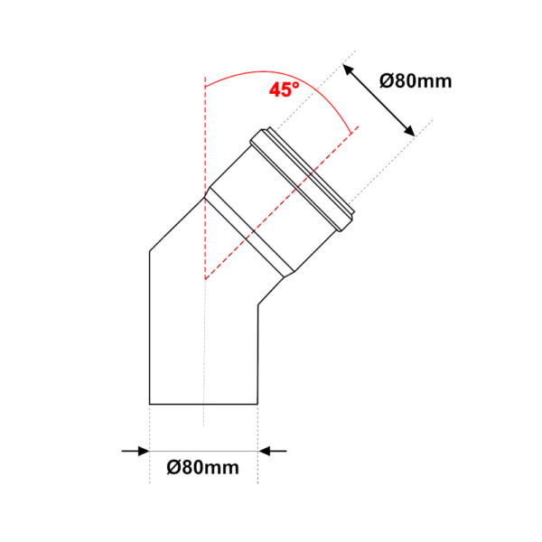 Curva 45° Acciaio Inox Nero Opaco Ø 80mm