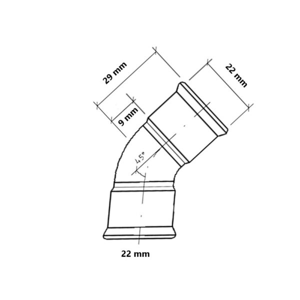 Curva 45° a pressare gas per tubo rame FF 18mm