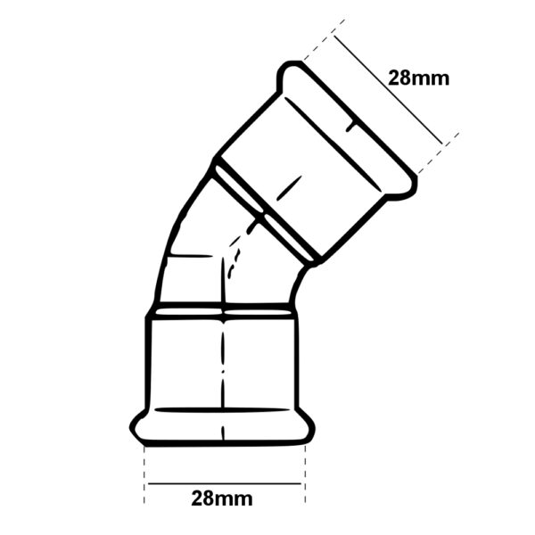 Curva 45° A Pressare Per Tubo Rame FF 28mm HT