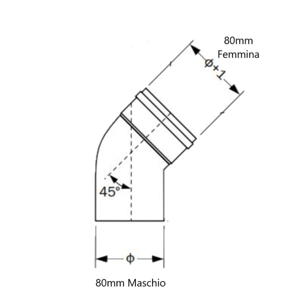 Curva 45° PP a condensazione MF Ø80
