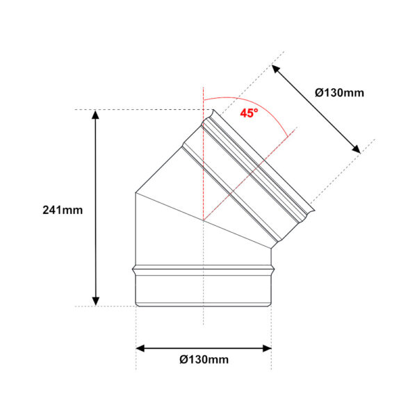 Curva 45° acciaio INOX mono parete Ø 130mm