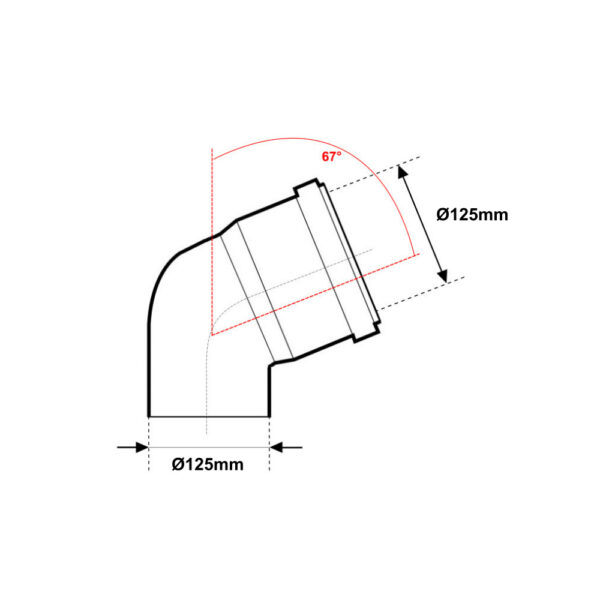 Curva 67° MF Ø 125mm in PVC Con Guarnizione