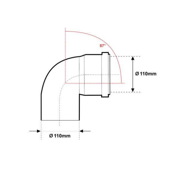 Curva 87° MF Ø 110mm in PVC Con Guarnizione