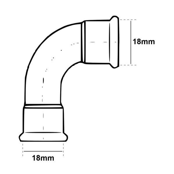 Curva 90° A Pressare Per Tubo Rame FF 18mm HT