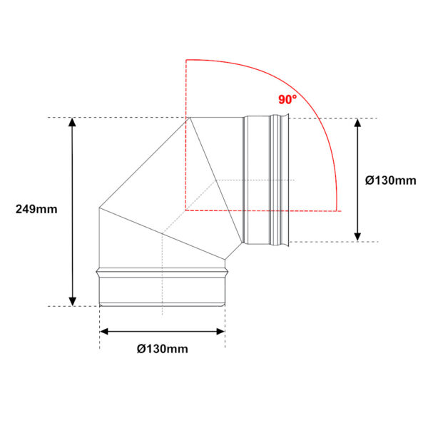 Curva 90° acciaio INOX mono parete Ø 130mm