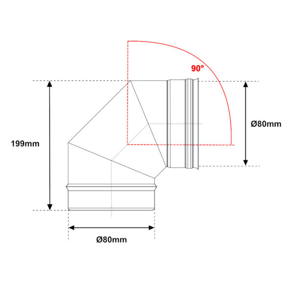 Curva 90° Acciaio INOX mono Parete Ø 80mm