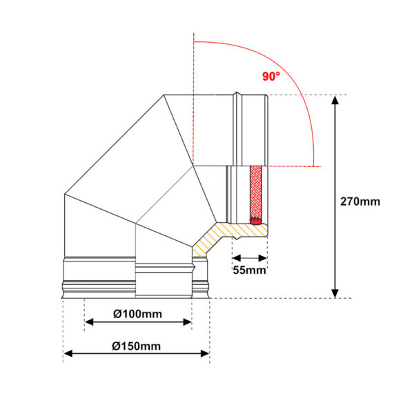 Curva 90° acciaio INOX doppia parete Ø 100mm