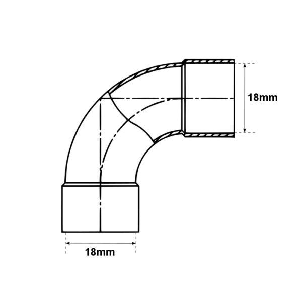 Curva 90° a saldare per tubo rame FF 18mm