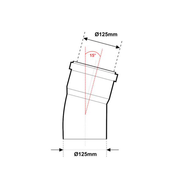 Curva 15° MF Ø 125mm in PVC Con Guarnizione