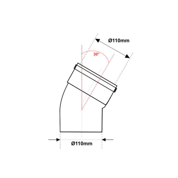 Curva 30° MF Ø 110mm in PVC Con Guarnizione