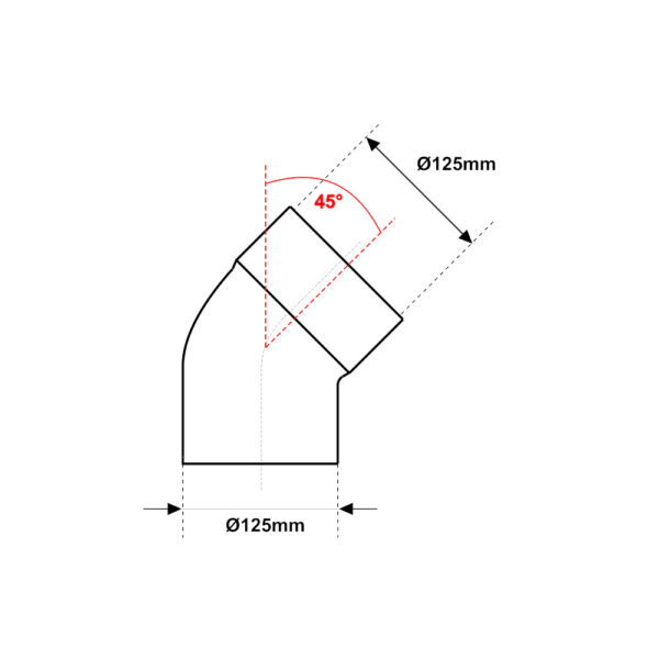 Curva MF 45° Ø 125mm PVC Arancio