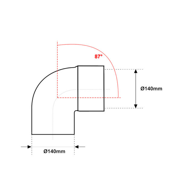 Curva MF 87° Ø 140mm PVC Arancio