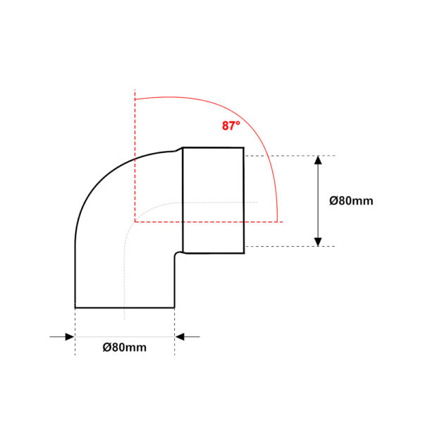 Curva MF 87° Ø 80mm PVC Arancio