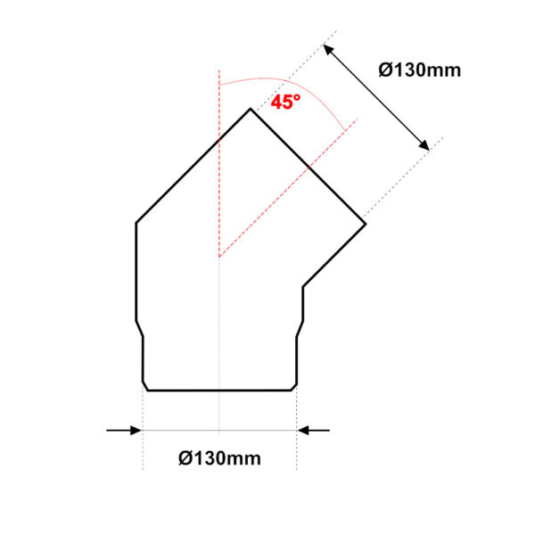 Curva pesante Nero Opaco 45° Pesante Ø 130mm