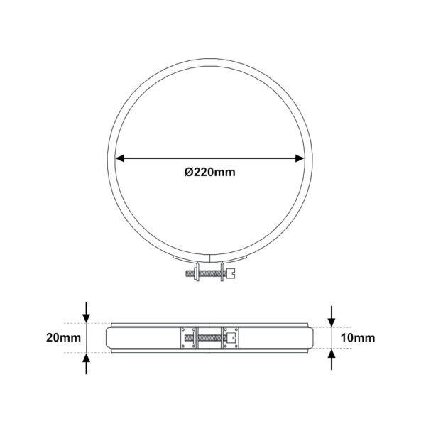 Fascetta bloccaggio acciaio INOX monoparete Ø 220mm