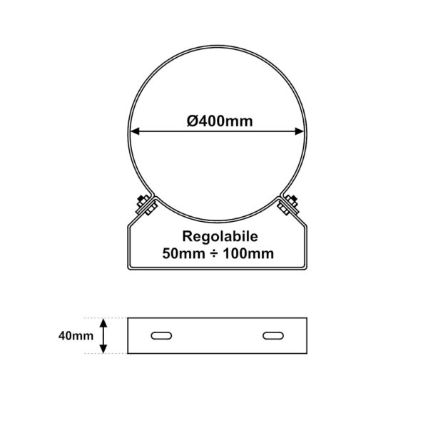 Fascetta murale regolabile INOX Ø 400mm