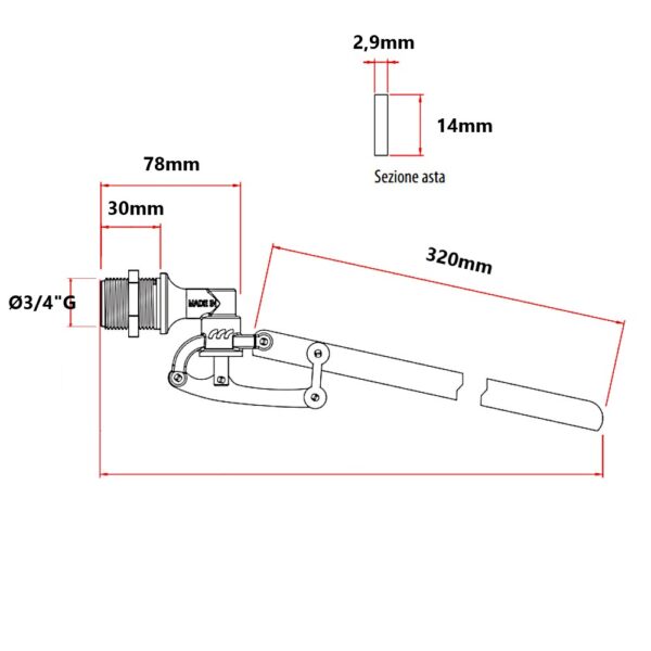 Galleggiante Ø 3/4″ pesante sede inox