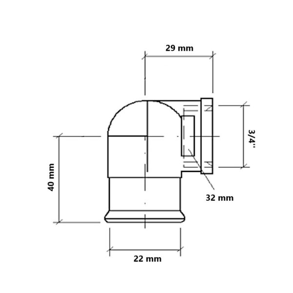 Gomito a pressare gas per tubo rame FF 3/4”-22mm