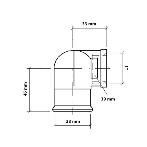 Gomito a pressare gas per tubo rame MF 1”-28mm