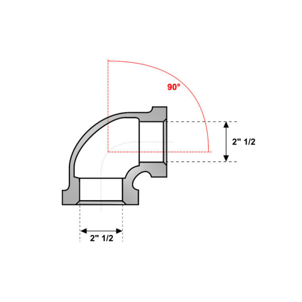 Gomito 90° FF 2″ 1/2 In Ghisa