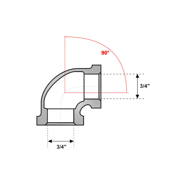 Gomito 90° FF 3/4″ in ghisa