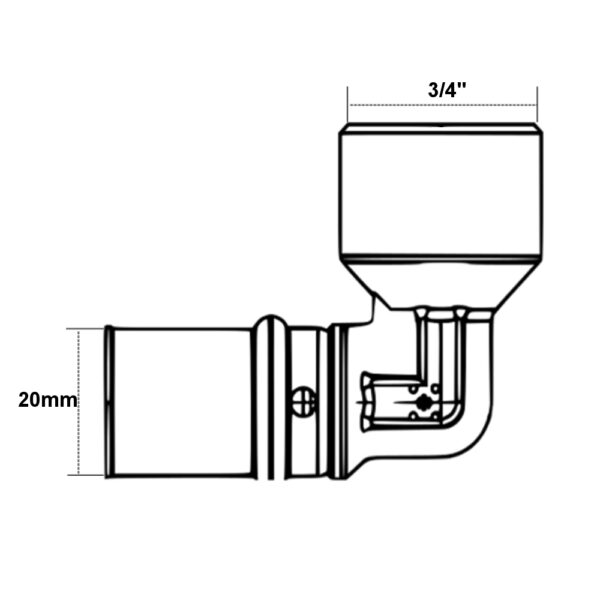 Gomito Trident 90° F 20mm-3/4″ per multistrato Acqua e Gas