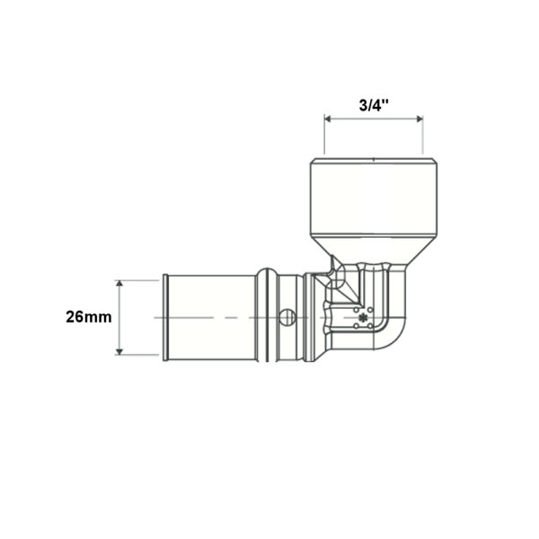 Gomito 90° Filettato F 26mm – 3/4” GAS