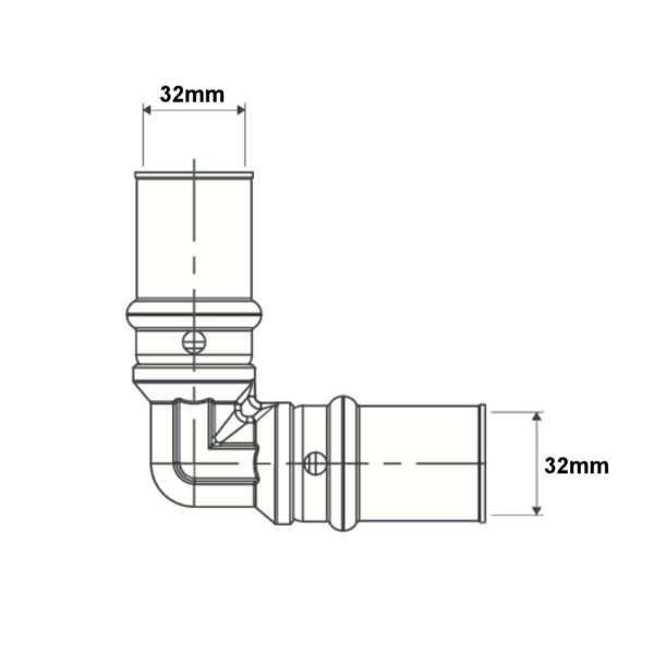 Gomito 90° Intermedio 32mm – 32mm