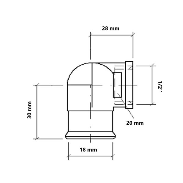 Gomito a pressare gas per tubo rame MF 1/2”-18mm