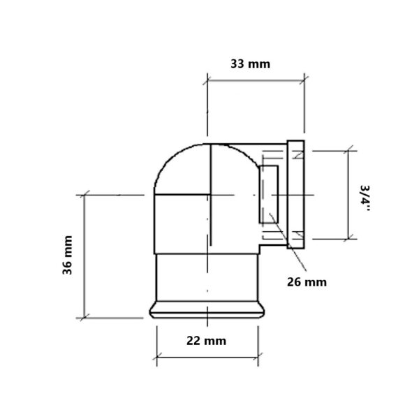 Gomito a pressare gas per tubo rame MF 3/4”-22mm