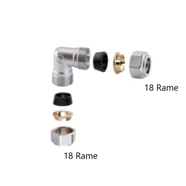 Gomito 90° doppio Ø18 Rame Arteclima